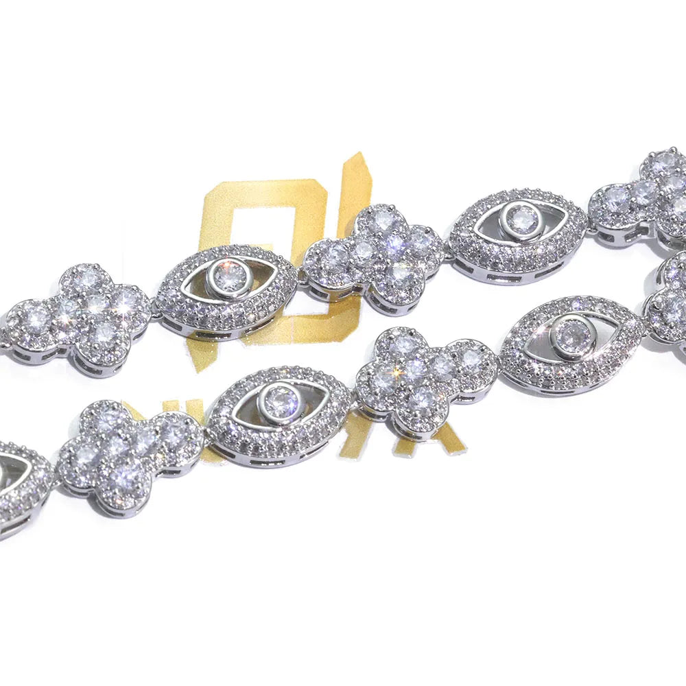 Bling Eye Kreuz Halskette für Damen & Herren – Vergoldet 5A Zirkonia