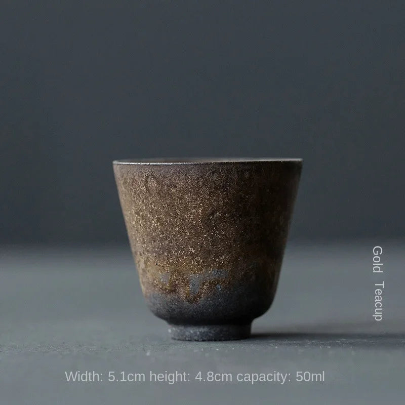 Handgemachte Keramik Teetasse mit Retro Vergoldung