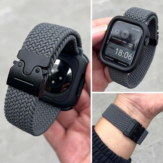 Geflochtenes Nylon Uhrenarmband Sport Ersatz für 41-49 mm Smartwatch