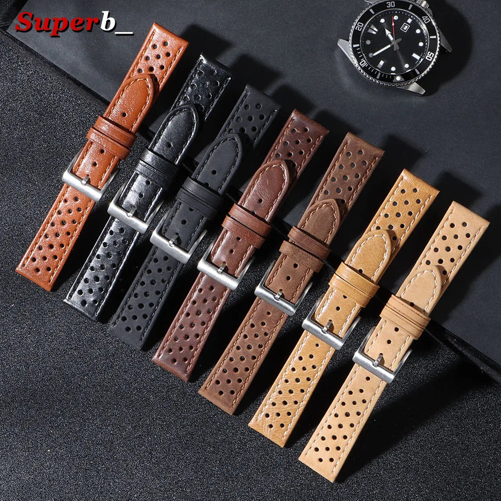 Vintage Uhrenarmband aus echtem Rindsleder in drei Breiten