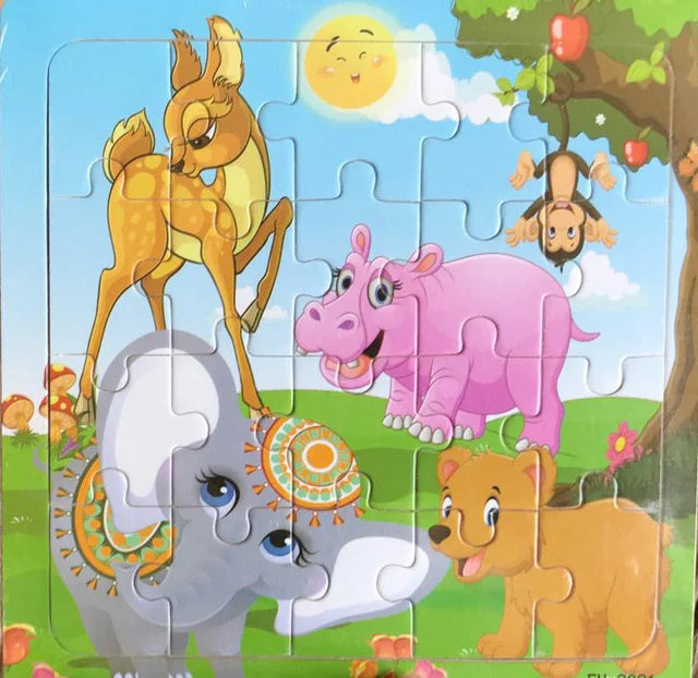 Lernspiel 3D Holzpuzzle Tiere und Fahrzeuge für Kinder ab 1 Jahr