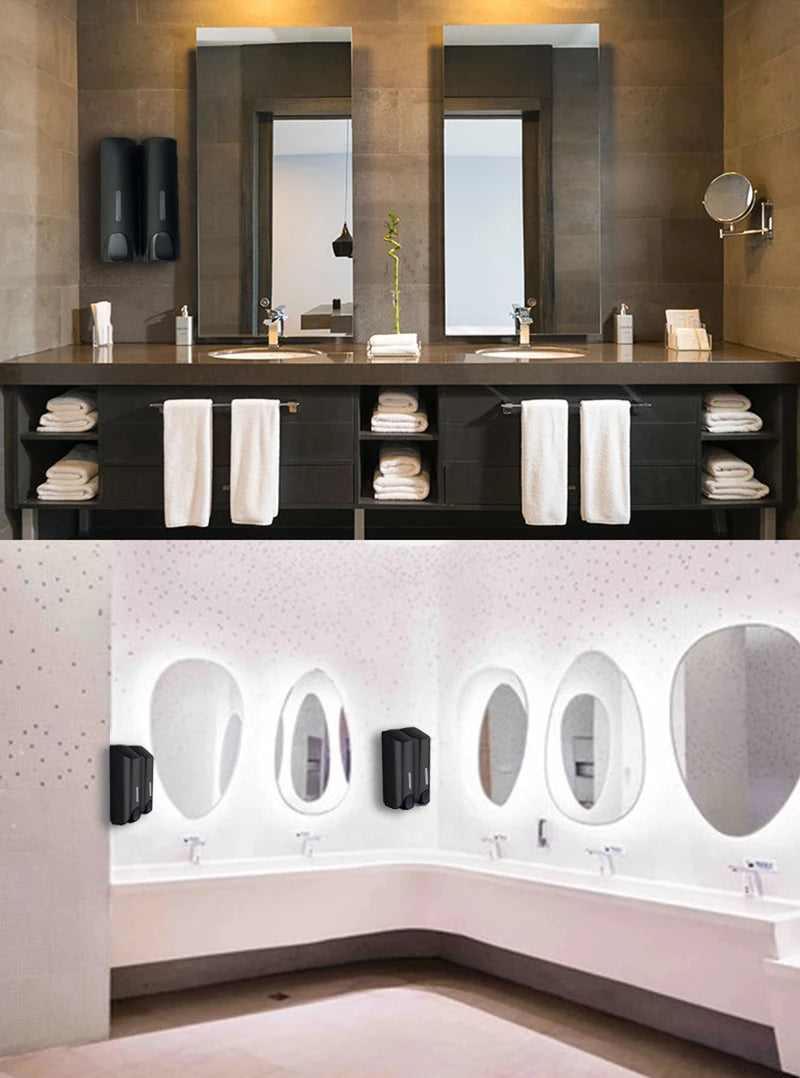 2 x 350 ml Wandflüssigseifenspender mit manueller Druckfunktion