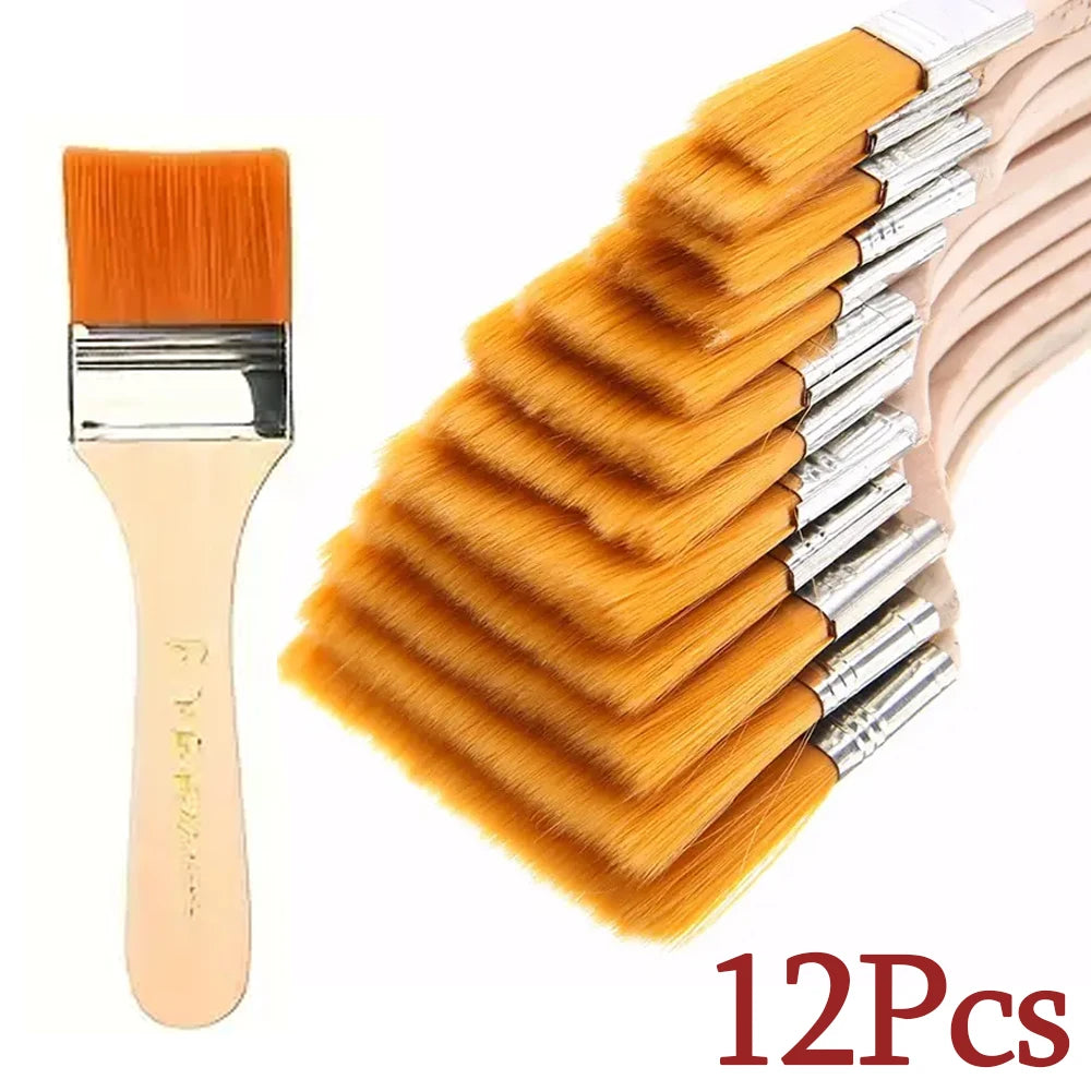 12-teiliges Nylon Pinsel Set für Acryl Öl Aquarell Malerei