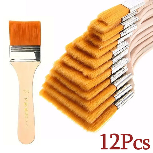 12-teiliges Nylon Pinsel Set für Acryl Öl Aquarell Malerei