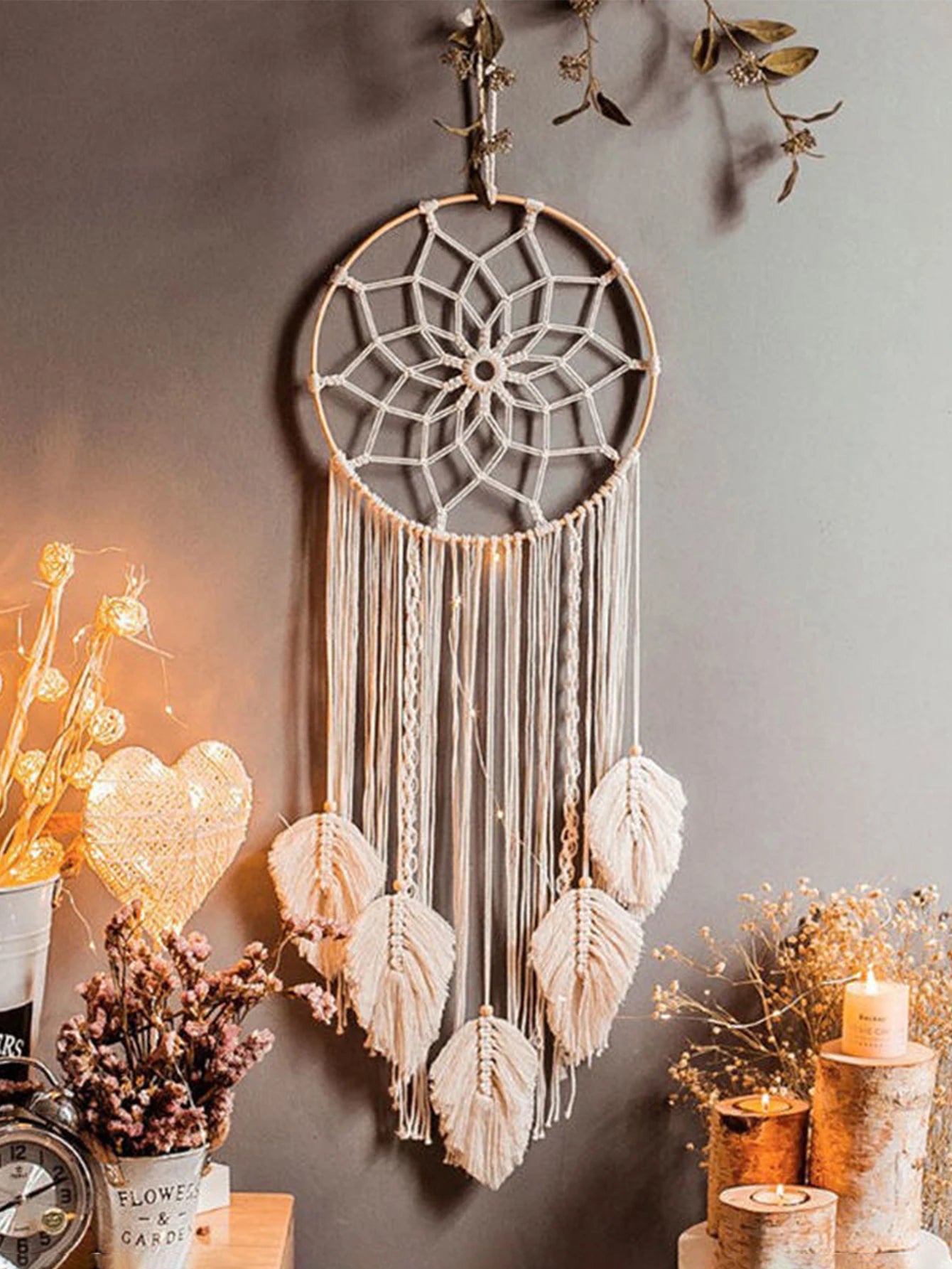 Makramee Traumfänger Blatt Wandbehang – Boho Deko für Ihr Zuhause
