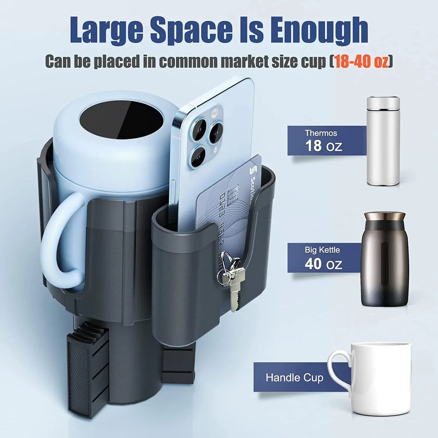 Großer verstellbarer Getränkehalter für das Auto