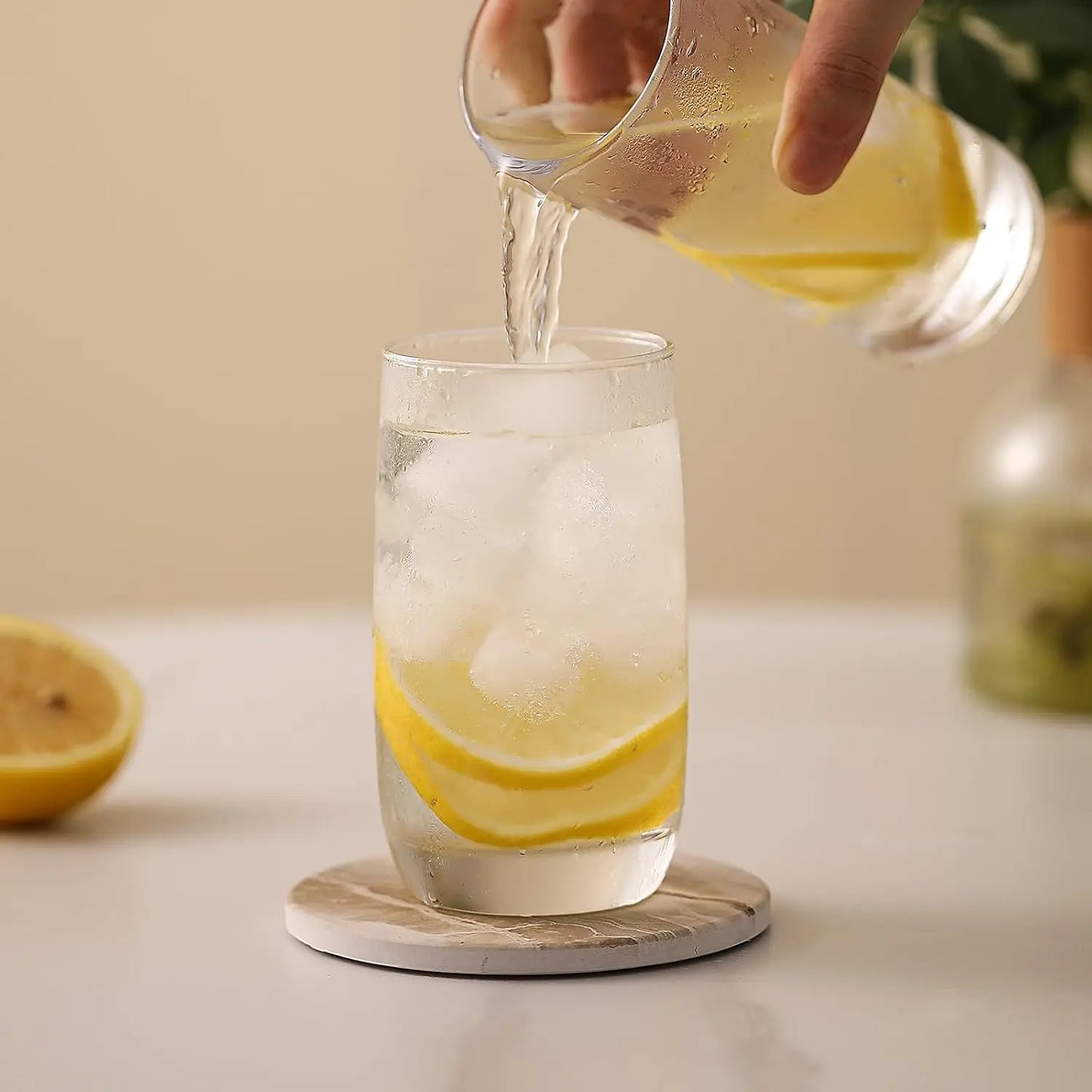 6er Set Acryl Getränkeuntersetzer Marmor Stil mit Halterung