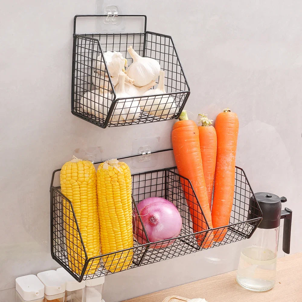 Küchen Wandlagerung Rack für Gemüse Obst Zwiebel Knoblauch Gewürze