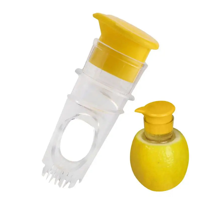 Effiziente gelbe Zitronenpresse mit eingebautem Filter – robust & tragbar