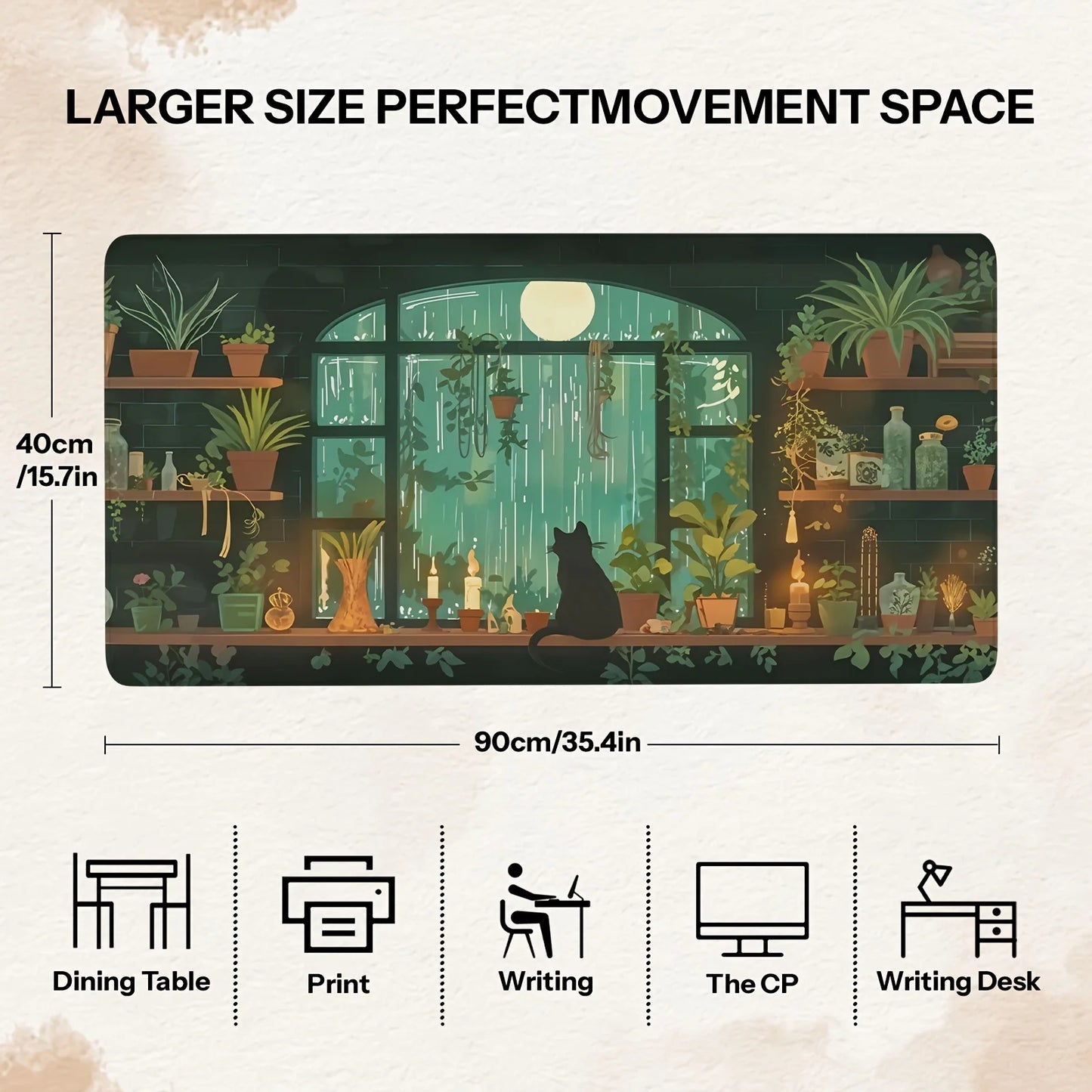 Gamer Mauspad 900x400mm rutschfestes Schreibtischunterlage mit Katze Design