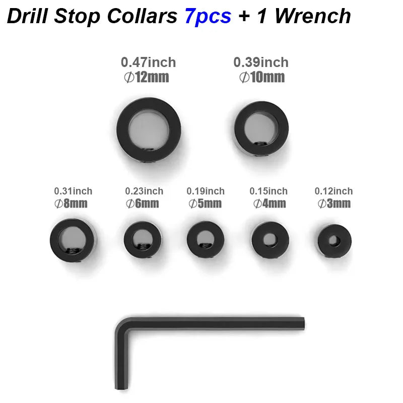 Präzises Bohrer Stopper Kragen Set aus Stahl – Tiefenbegrenzung 3-16mm für Holz