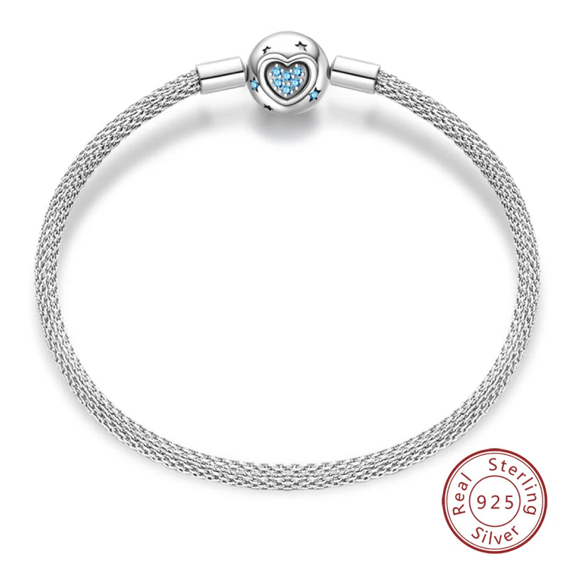 Armband Silber 925 mit Stern Mond Sonne und Grünem Zirkon Charm
