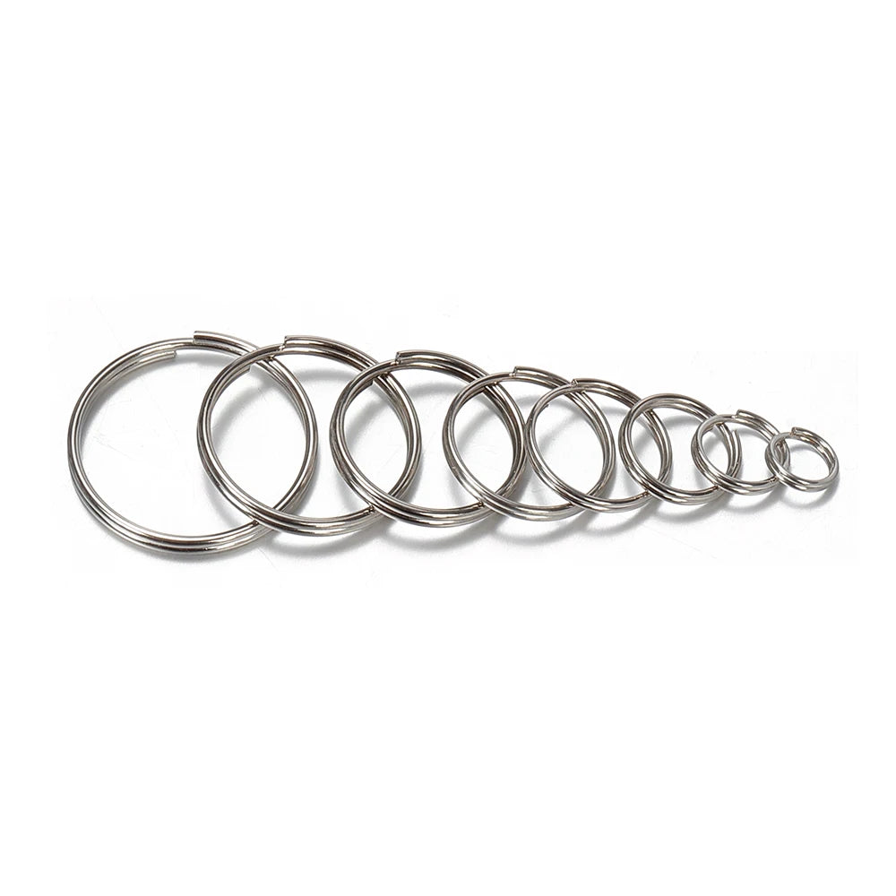 50x Edelstahl Schlüsselanhänger Ringe DIY Zubehör 6-20mm rhodiniert