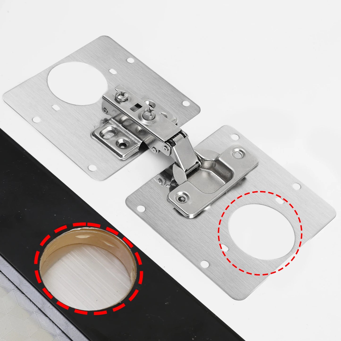 Edelstahl Reparaturplatten für Schrankscharniere mit 5 Lochöffnung 9x9cm