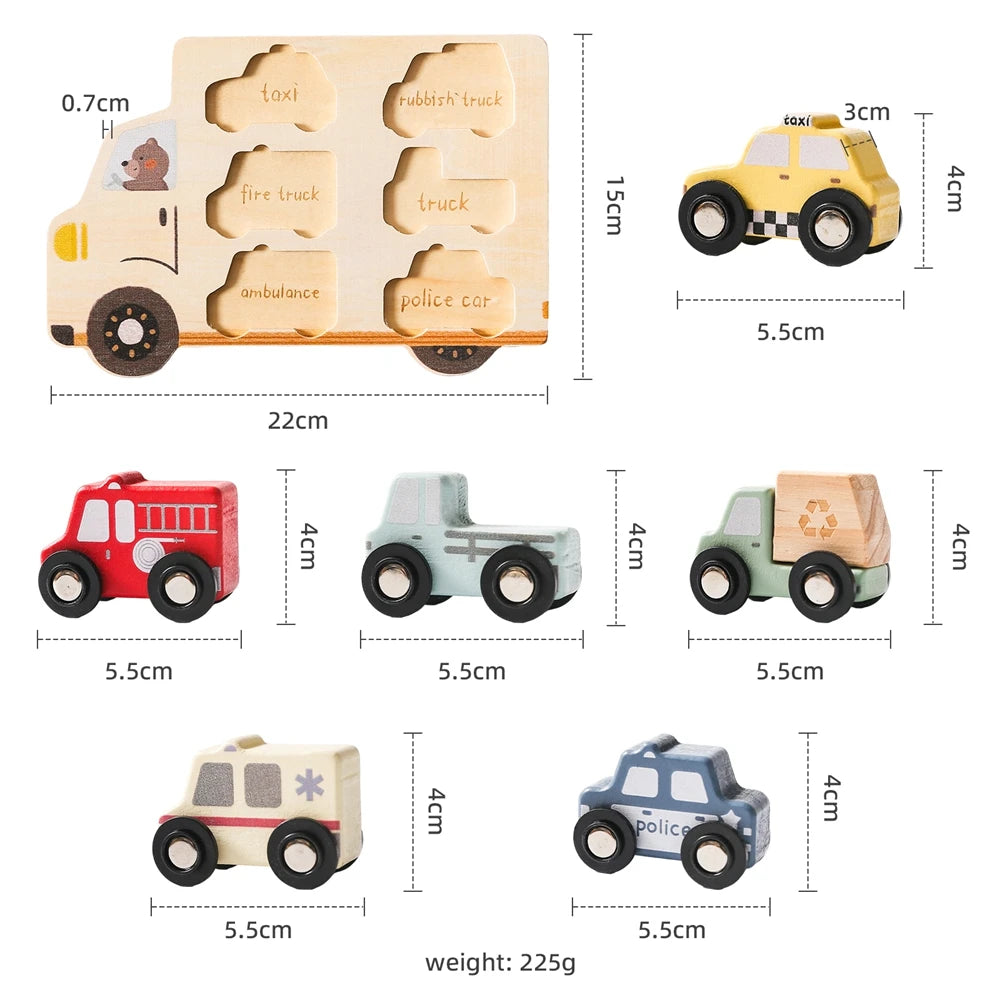 Holz 3D Puzzle Auto für Babys und Kleinkinder, Montessori Spiel