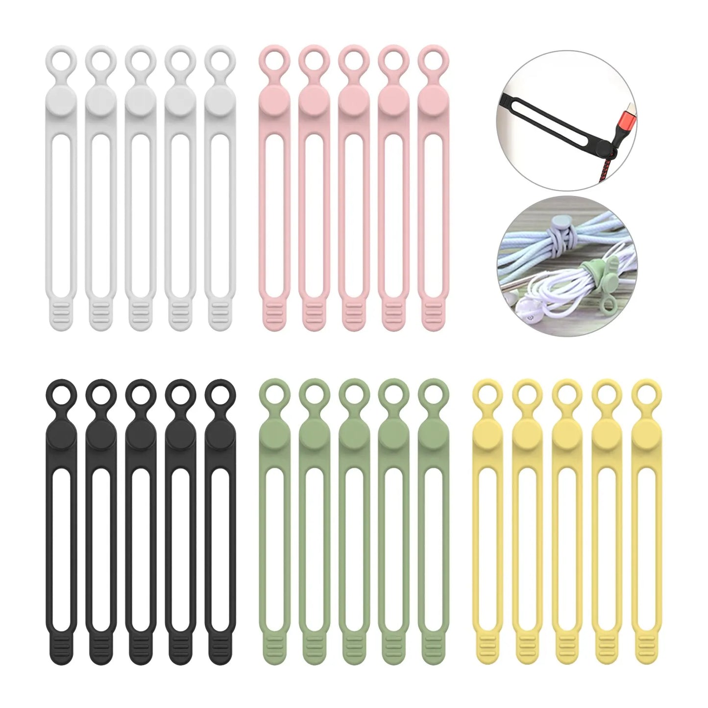 Flexible Silikon Kabelbinder für Ordnung Zuhause, Büro - Reisen