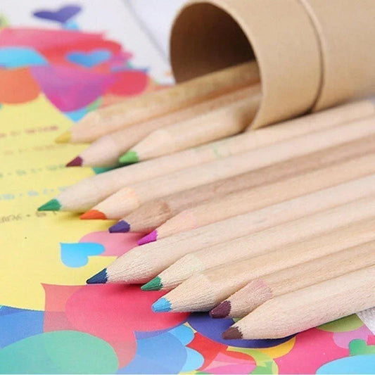 12-teiliges Holz Buntstifte Set mit Spitzer für Kinder und Schüler