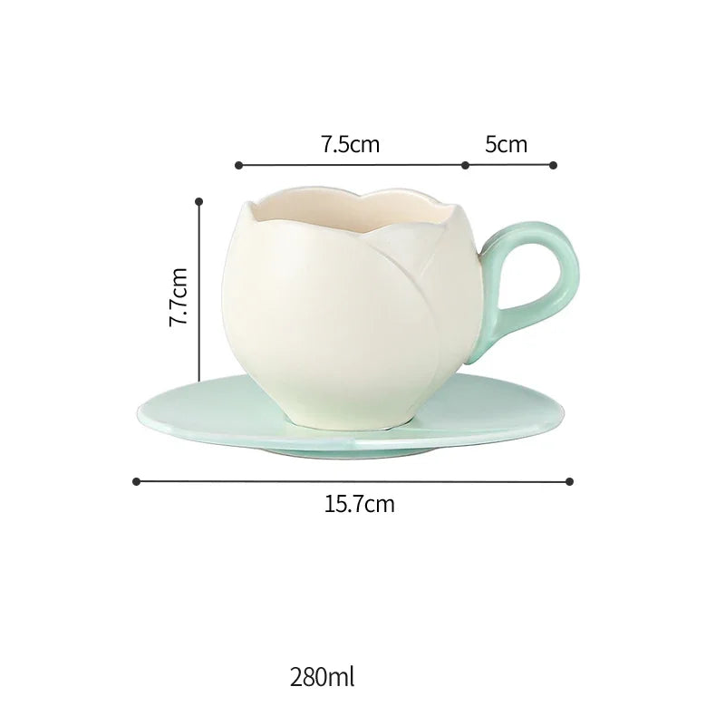 Elegantes Tulpe Keramik-Kaffeetassen-Set 280/320ml, mikrowellen- - spülmaschinenfest