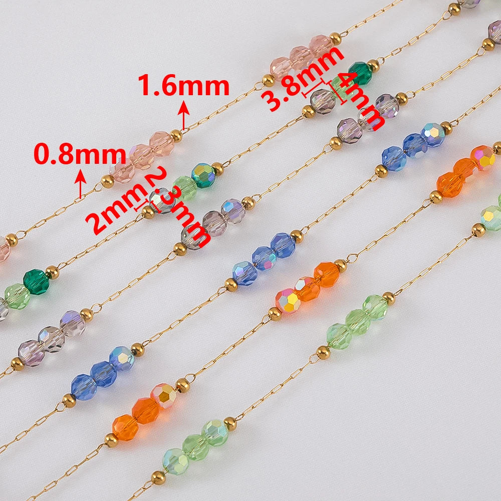 Edelstahl Perlenkette 1 Meter mit Farbverlauf für DIY Schmuck