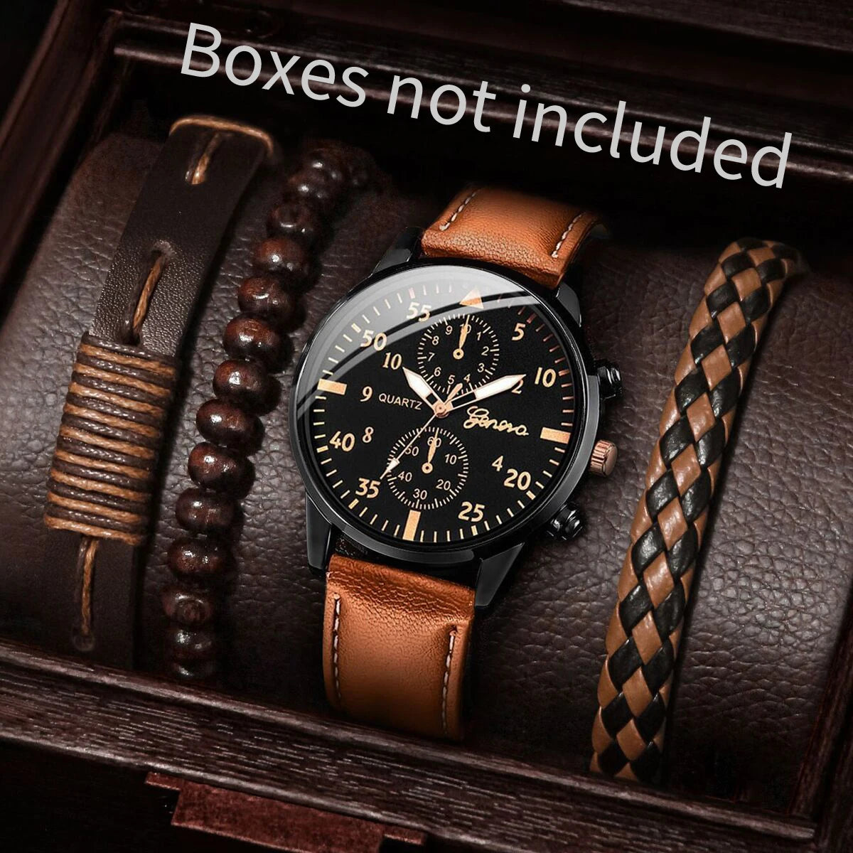 Männer Quarzuhr Set mit Armbändern Casual Mode Accessoire