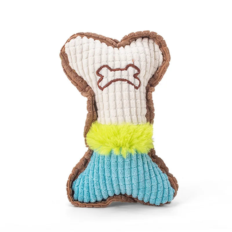 Quietschspielzeug Knochen Plüsch für kleine und mittelgroße Hunde Welpen