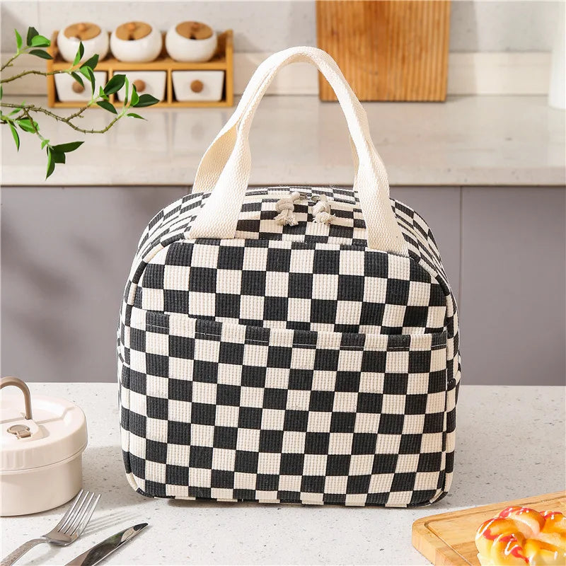 Isolierte Lunchtasche in Cord-Optik für Schule und Picknick