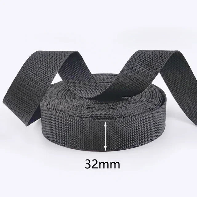 Schwarzes Nylon-Gurtband 20-100 mm für Taschen und Sicherheitsgurte