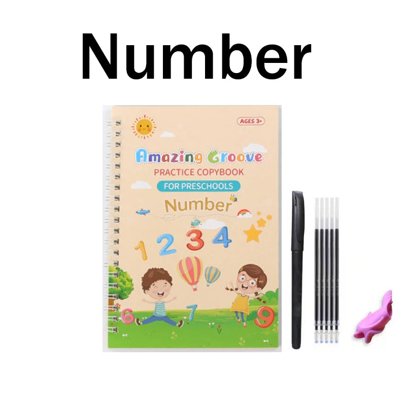 Wiederverwendbares 3D Übungsbuch für Kinder zum Lernen und Schreiben