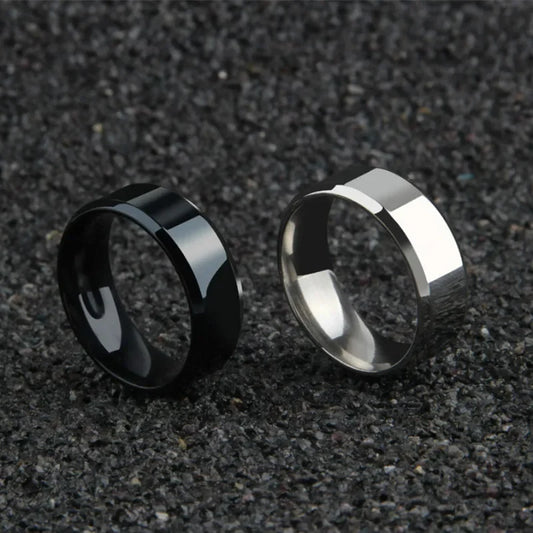 Schwarzer Edelstahl Ring 8mm Band für Hochzeit Verlobung Unisex