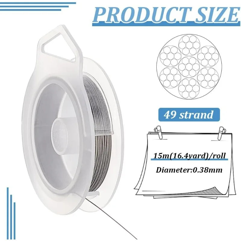 Flexibler Perlendraht 0 38mm grau 15m für Schmuckherstellung