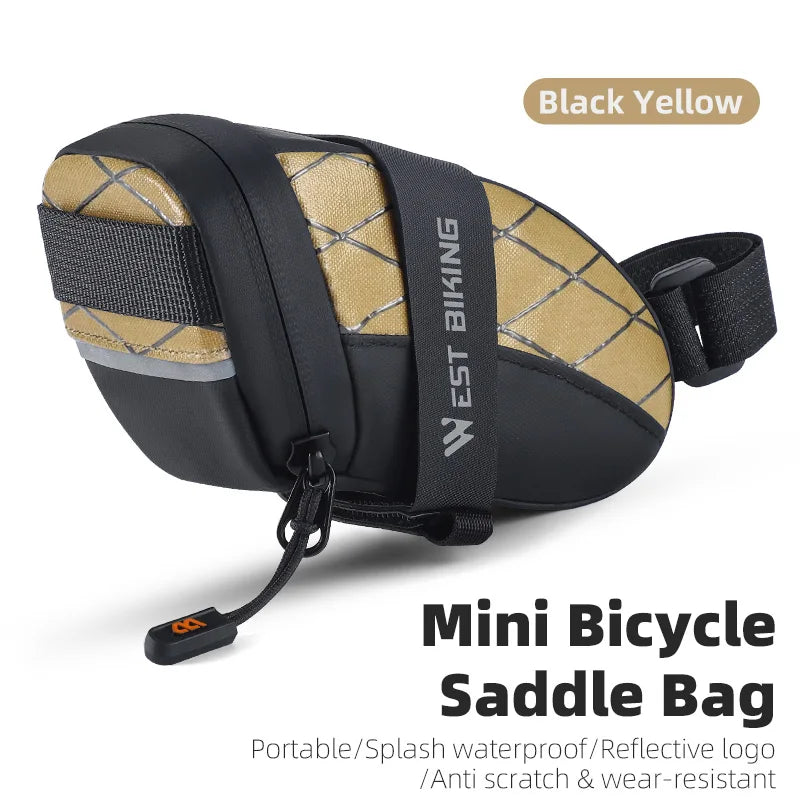 Mini Fahrrad-Satteltasche aus wasserdichtem PU mit reflektierendem Logo