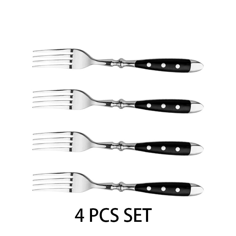 Vielseitiges Steakmesser Set: Scharfe Edelstahlklingen, schwarzer Griff, 4-12 Stück