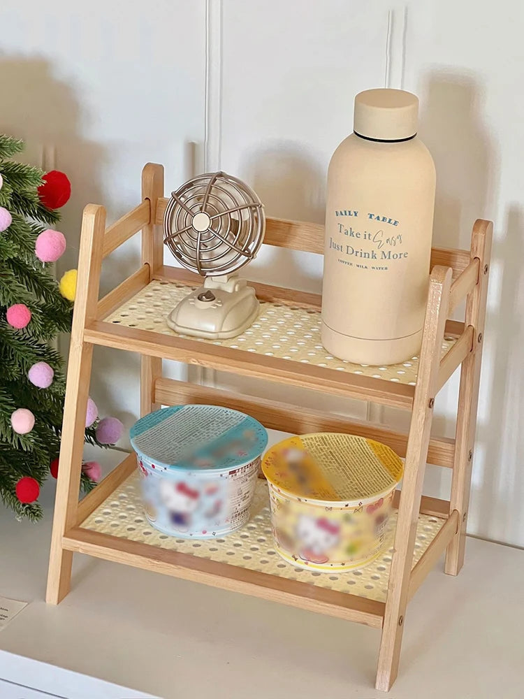 Praktisches 2-lagiges Bambus Aufbewahrungsregal für Küche und Wohnbereich