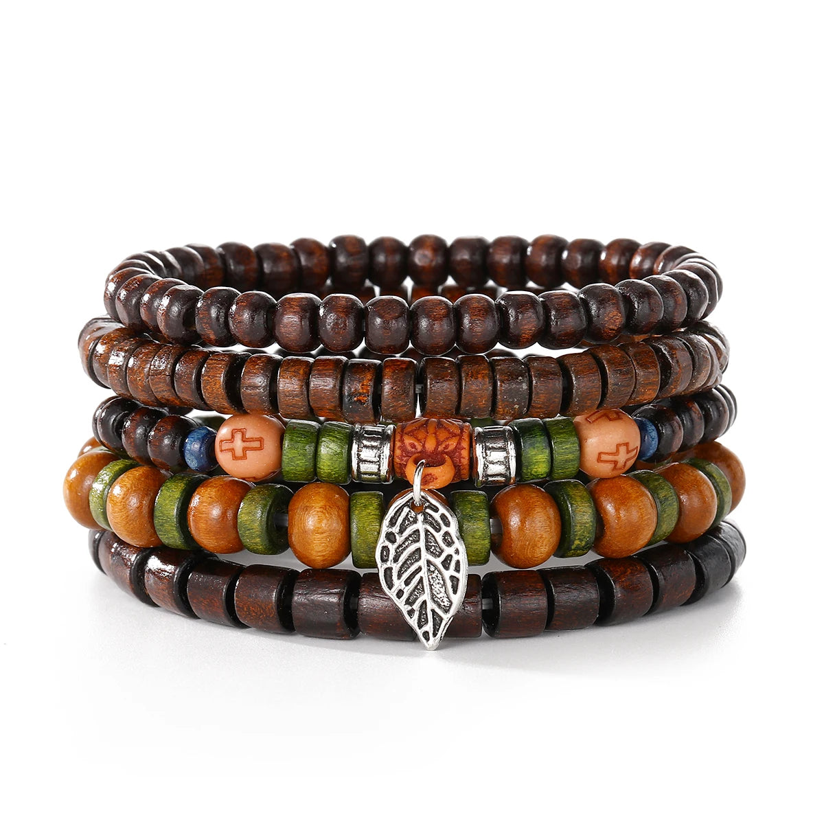 Mehrschichtiges Holzperlen Armband Set Ethnisch Trendy Schmuck Geschenk