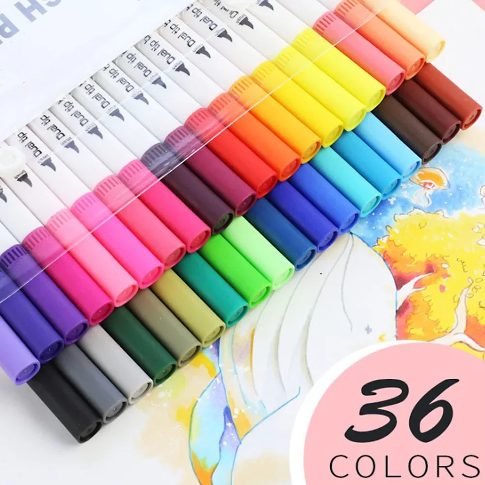 Doppelkopf Aquarell Marker Set bis 100 Farben für kreative Zeichnungen