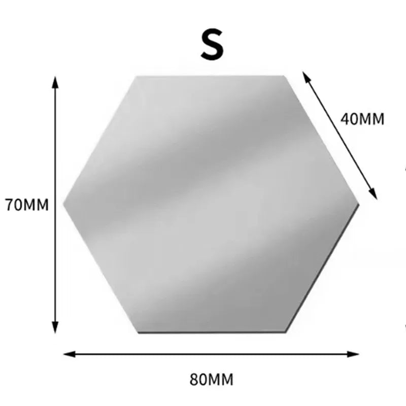 12er Set Geometrische Sechseck Spiegel Wandaufkleber mit Kleber