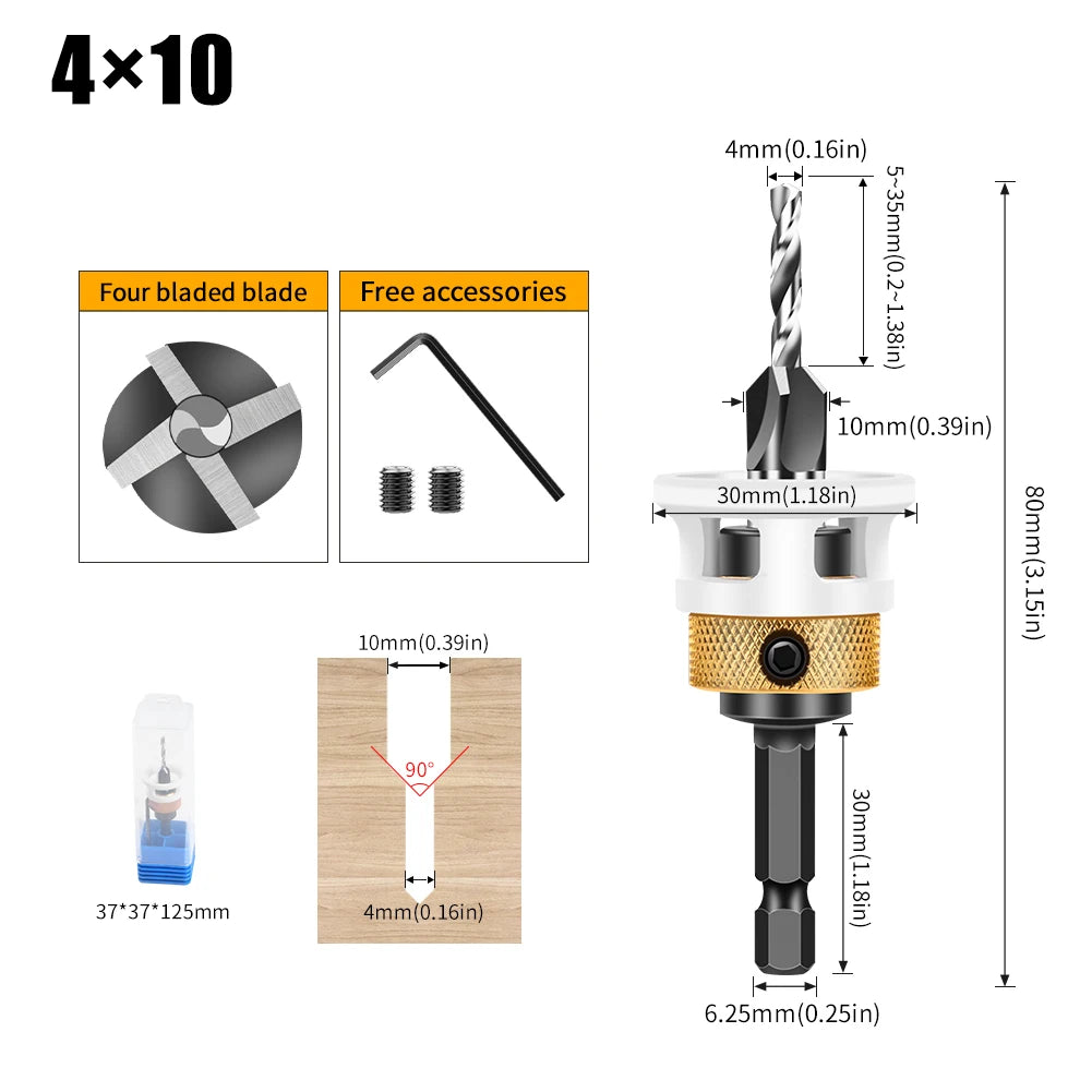 Verstellbarer Sechskant- und Vierkant-Blindlochbohrer für Holzbearbeitung