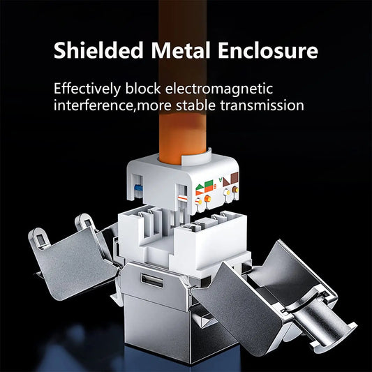 Abgeschirmte RJ45 Keystone Buchsen Cat8 Cat7 Cat6A Modul aus Zinklegierung