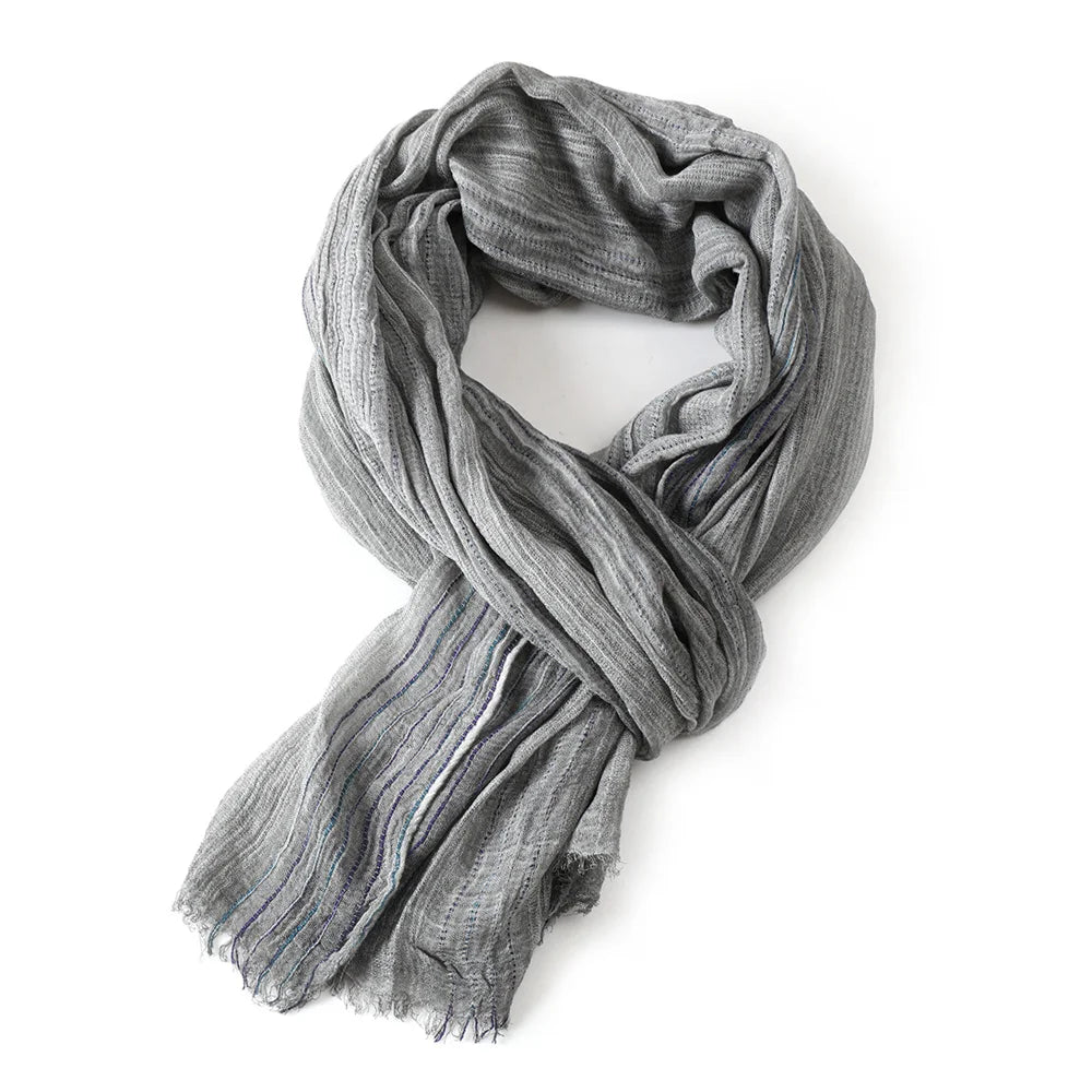 Baumwolle Leinen Herren Schal Gestreift Warm Halstuch 200x75cm Herbst Winter