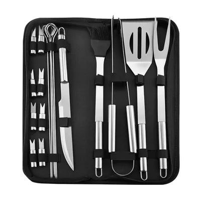Robustes Edelstahl-Ofenset mit 9-12 Grillwerkzeugen - Tragetasche – Perfekt fürs Outdoor-Grillen