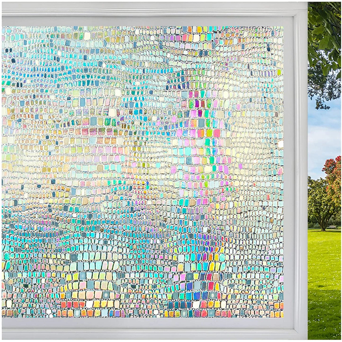 3D Regenbogen Fensterfolie 75/90cm – UV-Sichtschutz, Wärmeisolierend, Dekor