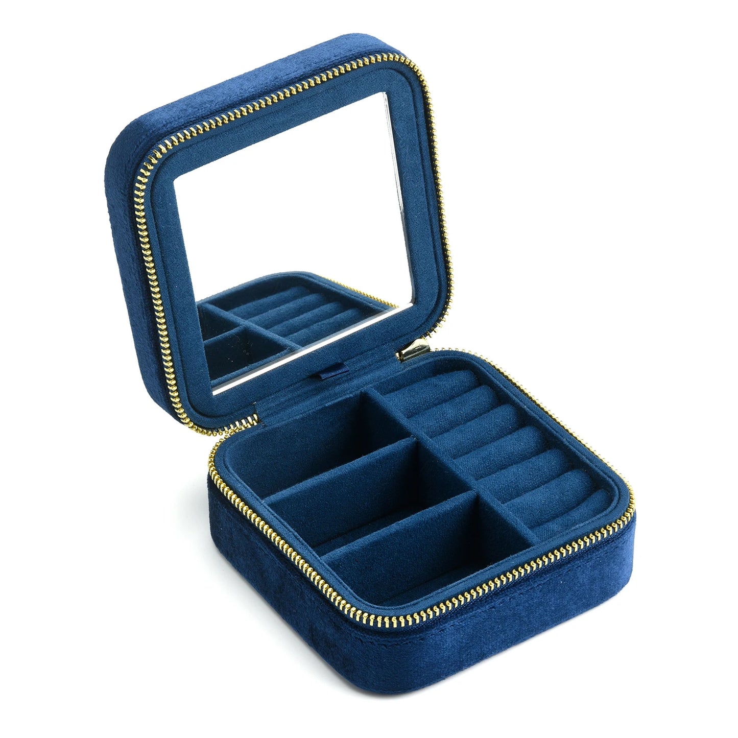 TAIMY Vintage Samt Reise-Schmuckbox Grün mit Spiegel Organizer