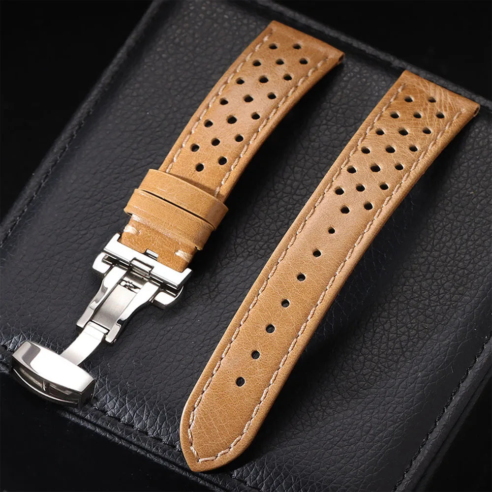 Vintage Uhrenarmband aus echtem Rindsleder in drei Breiten