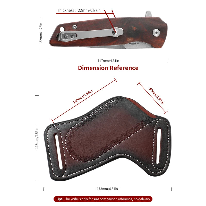 Vintage Leder Gürtelhülle für Klappmesser Outdoor Werkzeug Minitasche