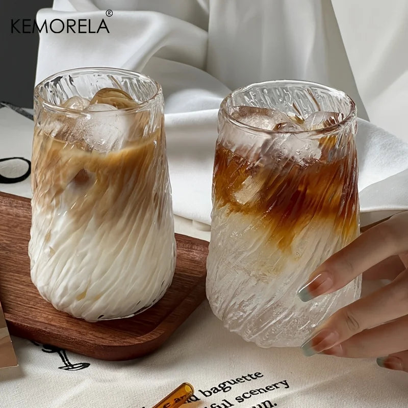 Glasbecher 4 Stück rund stilvolles rotierendes Streifendesign Trinkgläser-Yabubest - Home & More