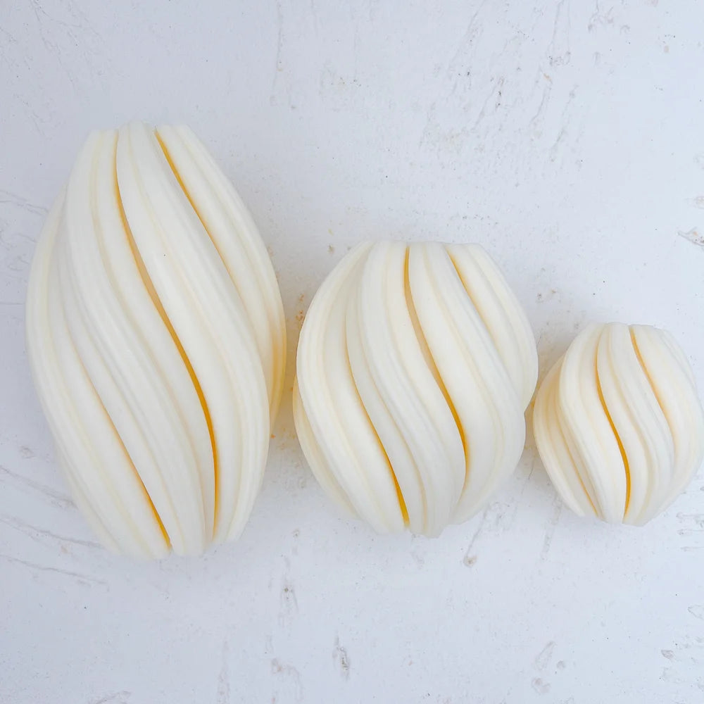 Geometrische Wellenwirbel Kerzenformen in drei Größen aus Silikon