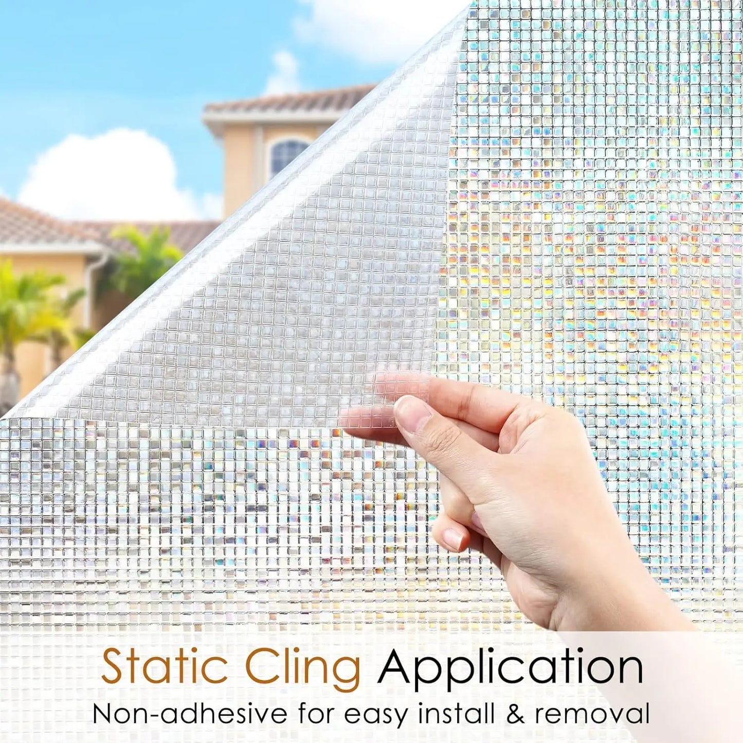 Bunte Fenster Sichtschutzfolie Mosaik mit UV Schutz und statischer Haftung