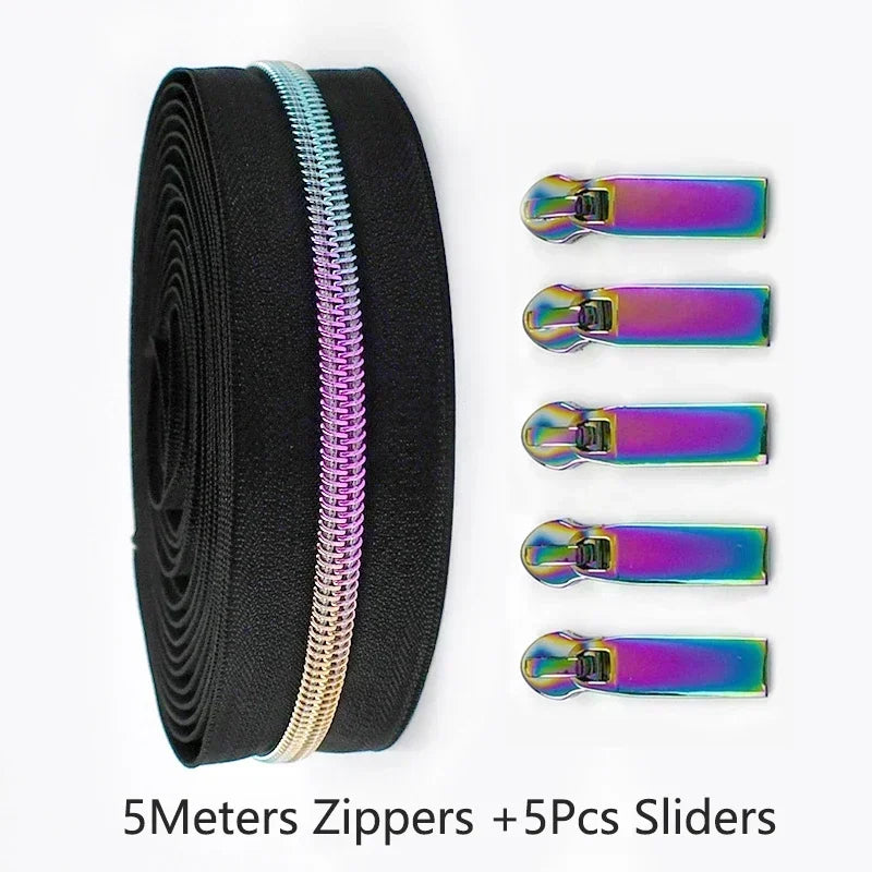 Nylon Reißverschlussband & Schieber Set 5m für Reparaturen Kleidung Taschen #5