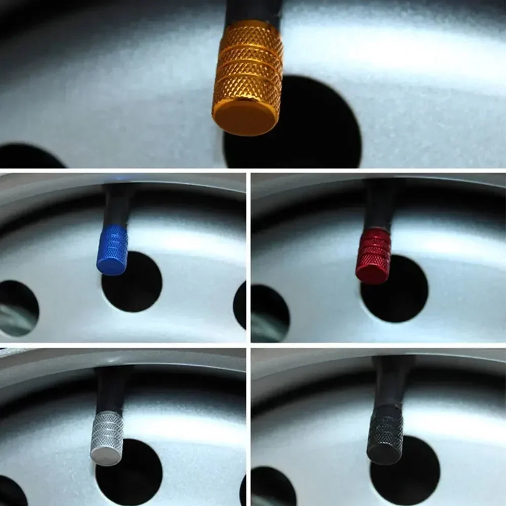4er Set Aluminium Ventilkappen Rändelung Stil für Auto Reifen Ventile