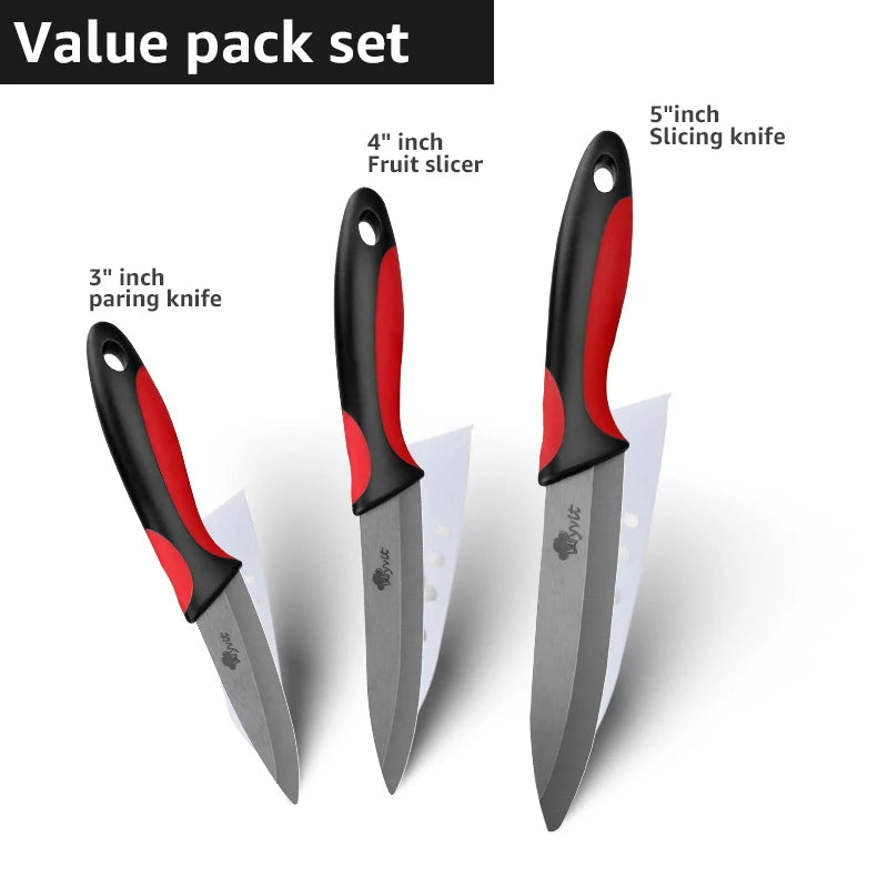 Keramik Messer Set 3-6 Zoll: Vielseitig, Scharf, Schwarze Zirkonia Klinge